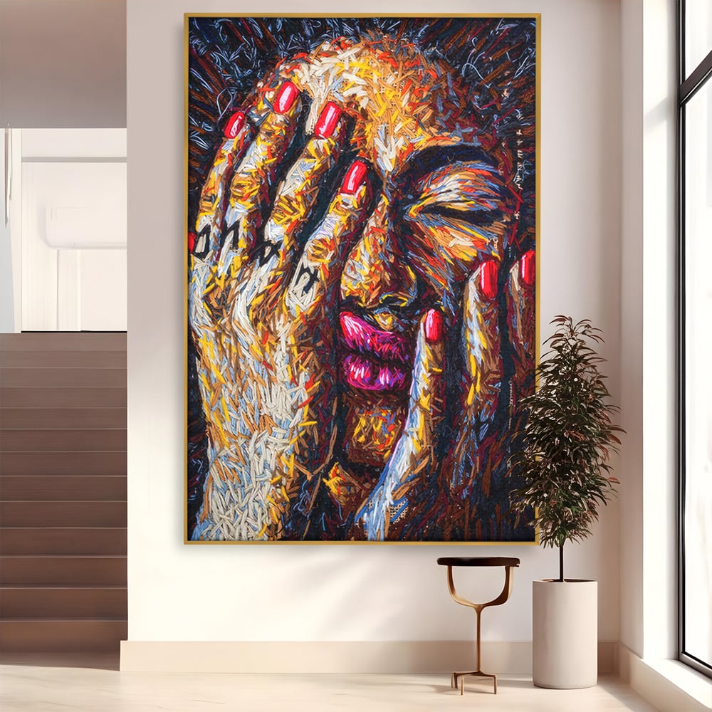 Tablou Canvas Premium LuxCanva® C1040, Morning Face , Culori, Fata, Unghii Rosii, Culori, Bedroom, Living Room, Relaxare, Culori Vibrante
