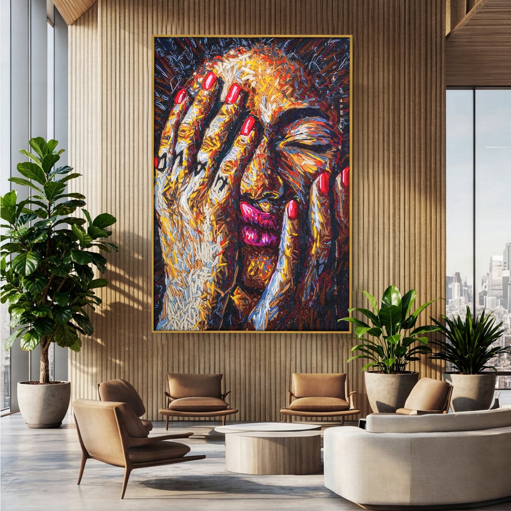 Tablou Canvas Premium LuxCanva® C1040, Morning Face , Culori, Fata, Unghii Rosii, Culori, Bedroom, Living Room, Relaxare, Culori Vibrante