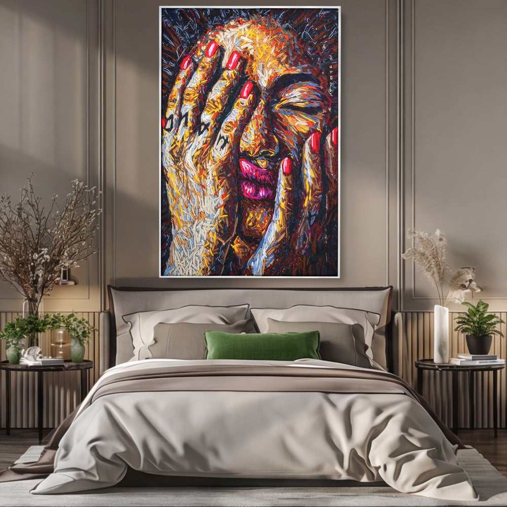 Tablou Canvas Premium LuxCanva® C1040, Morning Face , Culori, Fata, Unghii Rosii, Culori, Bedroom, Living Room, Relaxare, Culori Vibrante