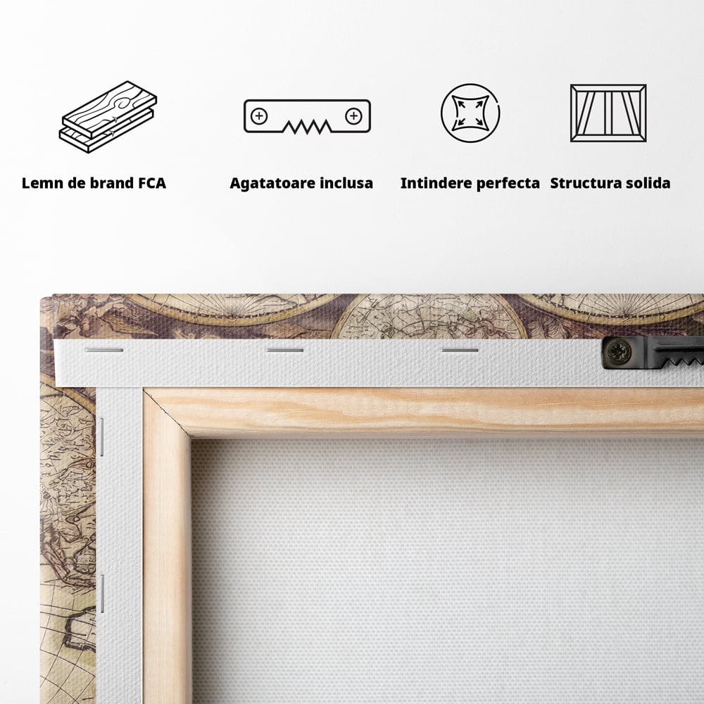 Tablou Canvas Premium LuxCanva® C1041, Glob Pamantesc Antic , Culori, Glob Pamntesc, Antichitate, Bedroom, Living Room, Relaxare, Culori Vibrante