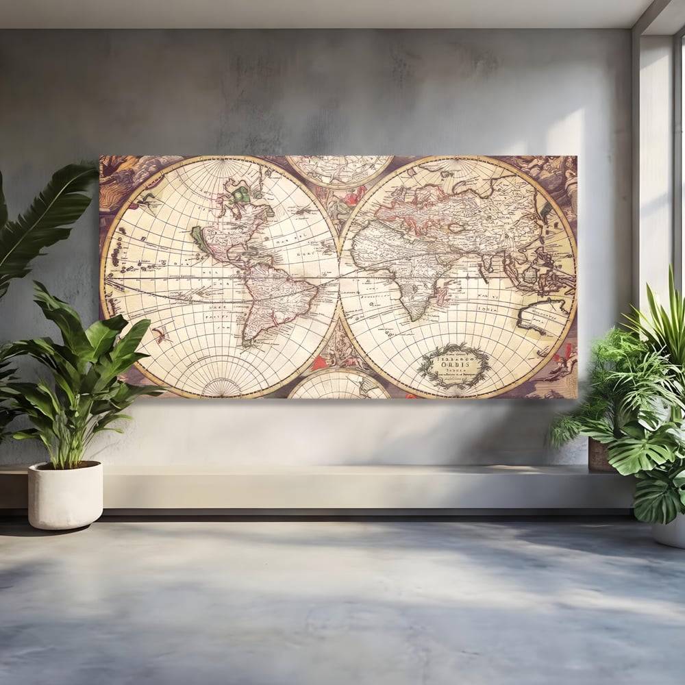 Tablou Canvas Premium LuxCanva® C1041, Glob Pamantesc Antic , Culori, Glob Pamntesc, Antichitate, Bedroom, Living Room, Relaxare, Culori Vibrante