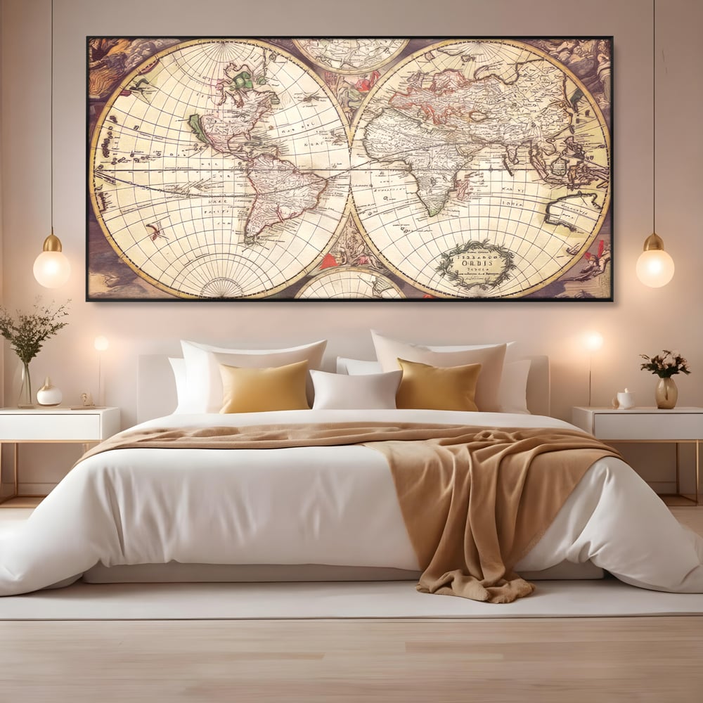 Tablou Canvas Premium LuxCanva® C1041, Glob Pamantesc Antic , Culori, Glob Pamntesc, Antichitate, Bedroom, Living Room, Relaxare, Culori Vibrante
