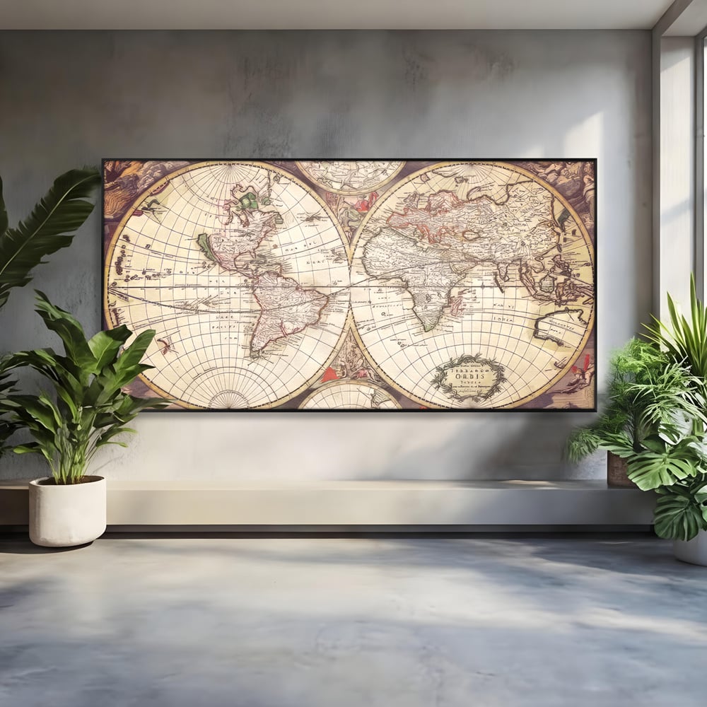 Tablou Canvas Premium LuxCanva® C1041, Glob Pamantesc Antic , Culori, Glob Pamntesc, Antichitate, Bedroom, Living Room, Relaxare, Culori Vibrante