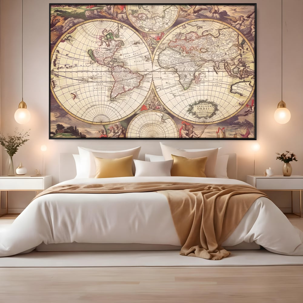 Tablou Canvas Premium LuxCanva® C1041, Glob Pamantesc Antic , Culori, Glob Pamntesc, Antichitate, Bedroom, Living Room, Relaxare, Culori Vibrante