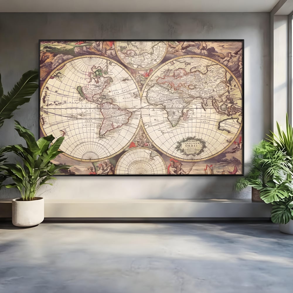 Tablou Canvas Premium LuxCanva® C1041, Glob Pamantesc Antic , Culori, Glob Pamntesc, Antichitate, Bedroom, Living Room, Relaxare, Culori Vibrante
