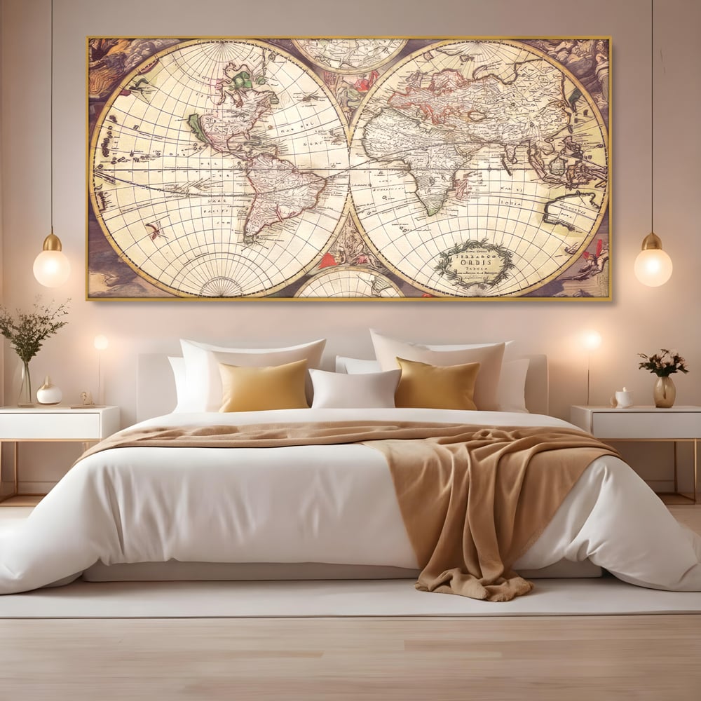 Tablou Canvas Premium LuxCanva® C1041, Glob Pamantesc Antic , Culori, Glob Pamntesc, Antichitate, Bedroom, Living Room, Relaxare, Culori Vibrante