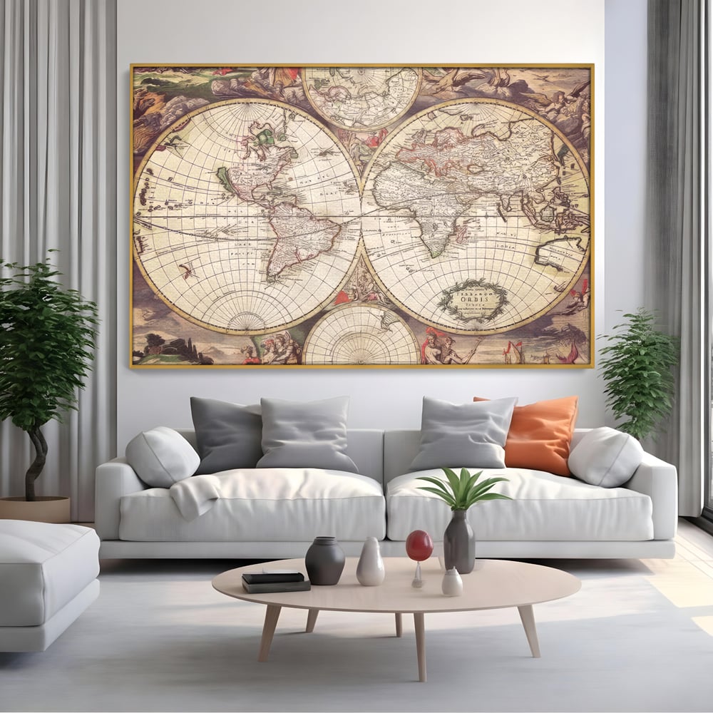 Tablou Canvas Premium LuxCanva® C1041, Glob Pamantesc Antic , Culori, Glob Pamntesc, Antichitate, Bedroom, Living Room, Relaxare, Culori Vibrante