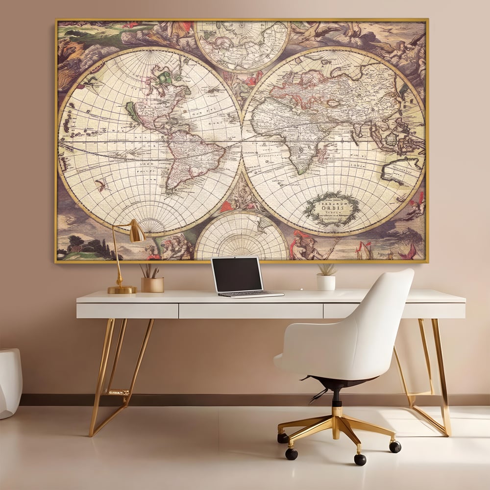 Tablou Canvas Premium LuxCanva® C1041, Glob Pamantesc Antic , Culori, Glob Pamntesc, Antichitate, Bedroom, Living Room, Relaxare, Culori Vibrante