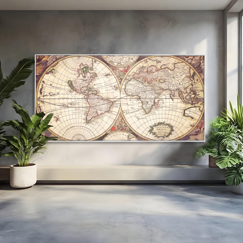 Tablou Canvas Premium LuxCanva® C1041, Glob Pamantesc Antic , Culori, Glob Pamntesc, Antichitate, Bedroom, Living Room, Relaxare, Culori Vibrante