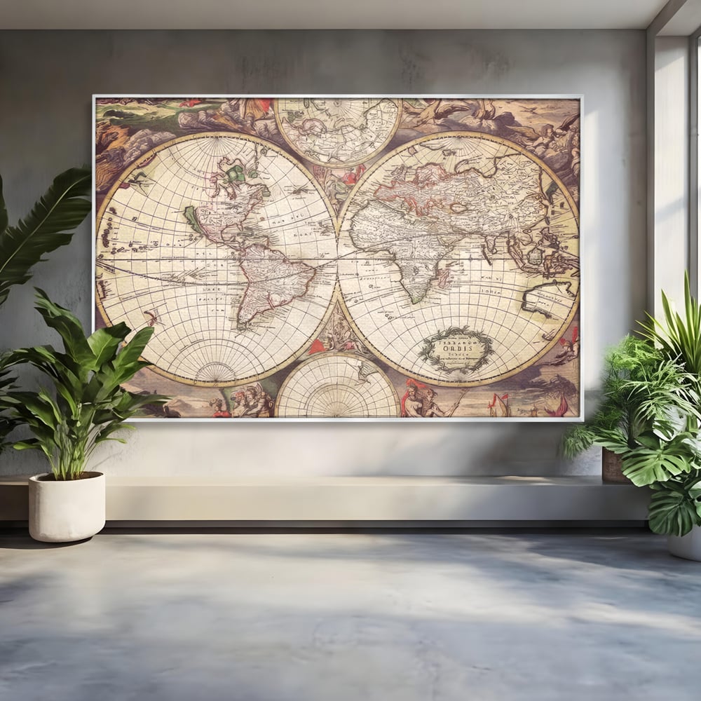 Tablou Canvas Premium LuxCanva® C1041, Glob Pamantesc Antic , Culori, Glob Pamntesc, Antichitate, Bedroom, Living Room, Relaxare, Culori Vibrante