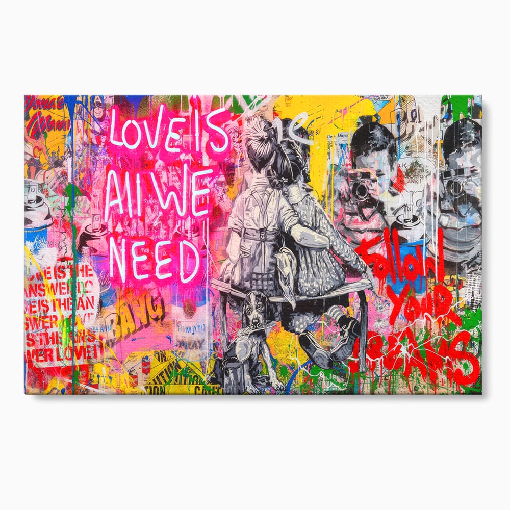 Tablou Canvas Premium LuxCanva® C1044, Love Is Everything , Culori, Cuplu, Camera Copilului, Game Room, Relaxare, Culori Vibrante