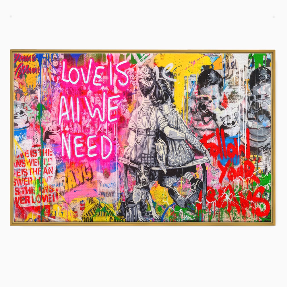 Tablou Canvas Premium LuxCanva® C1044, Love Is Everything , Culori, Cuplu, Camera Copilului, Game Room, Relaxare, Culori Vibrante