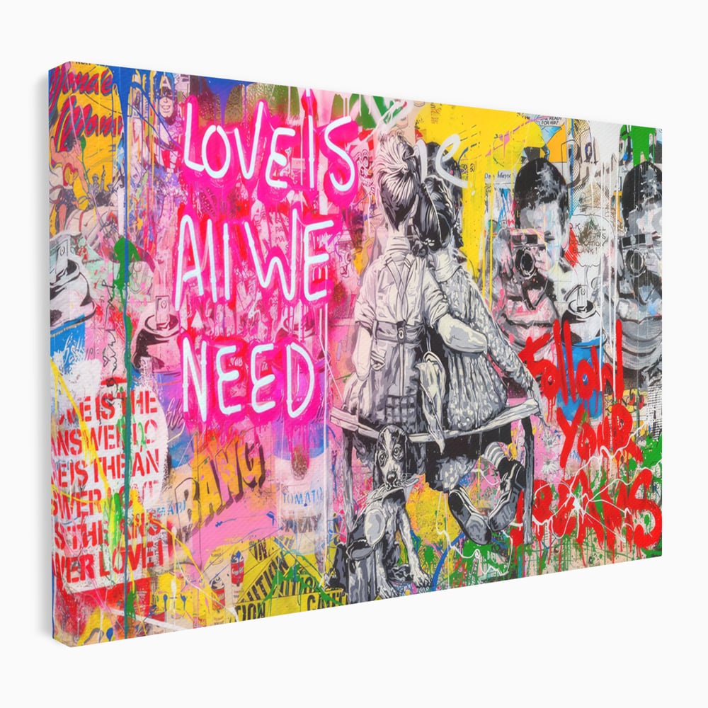 Tablou Canvas Premium LuxCanva® C1044, Love Is Everything , Culori, Cuplu, Camera Copilului, Game Room, Relaxare, Culori Vibrante