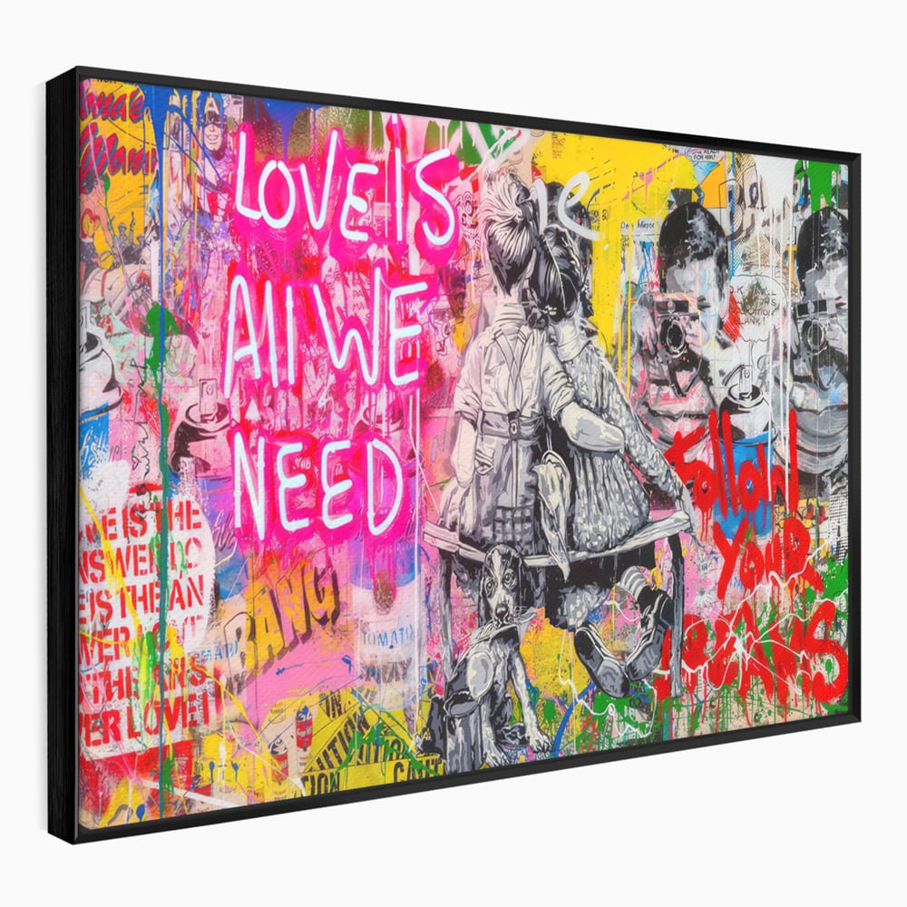 Tablou Canvas Premium LuxCanva® C1044, Love Is Everything , Culori, Cuplu, Camera Copilului, Game Room, Relaxare, Culori Vibrante