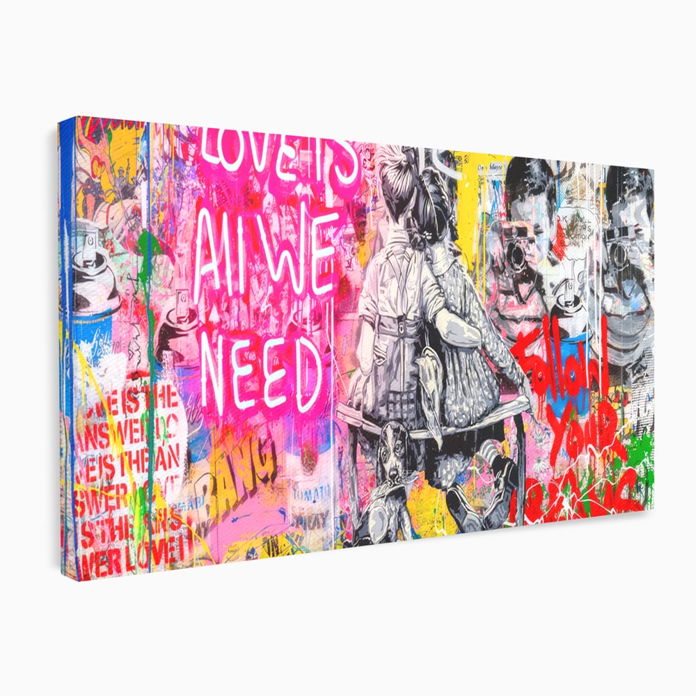 Tablou Canvas Premium LuxCanva® C1044, Love Is Everything , Culori, Cuplu, Camera Copilului, Game Room, Relaxare, Culori Vibrante