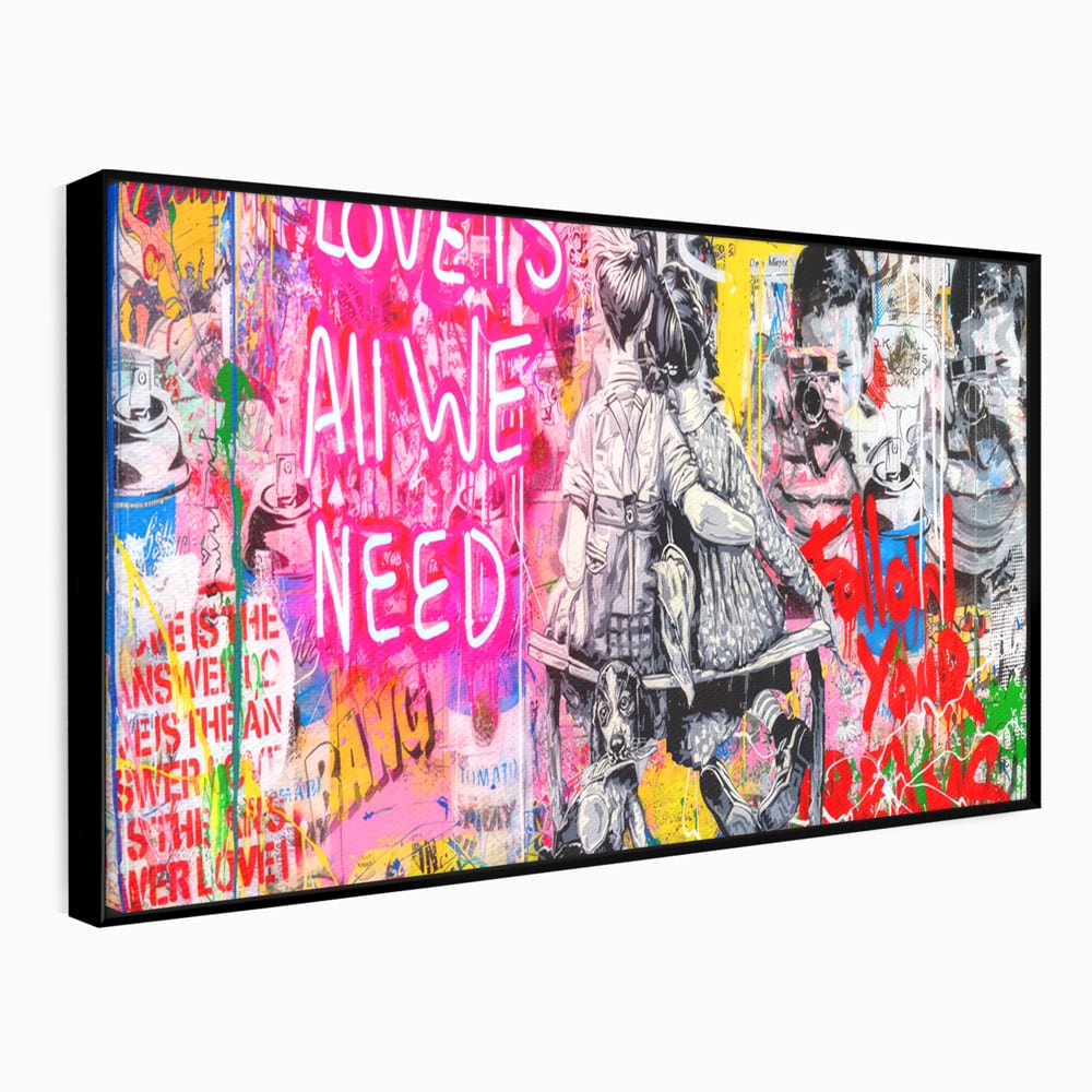Tablou Canvas Premium LuxCanva® C1044, Love Is Everything , Culori, Cuplu, Camera Copilului, Game Room, Relaxare, Culori Vibrante