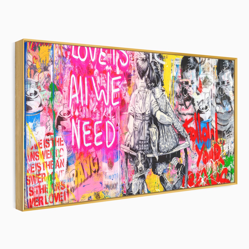 Tablou Canvas Premium LuxCanva® C1044, Love Is Everything , Culori, Cuplu, Camera Copilului, Game Room, Relaxare, Culori Vibrante