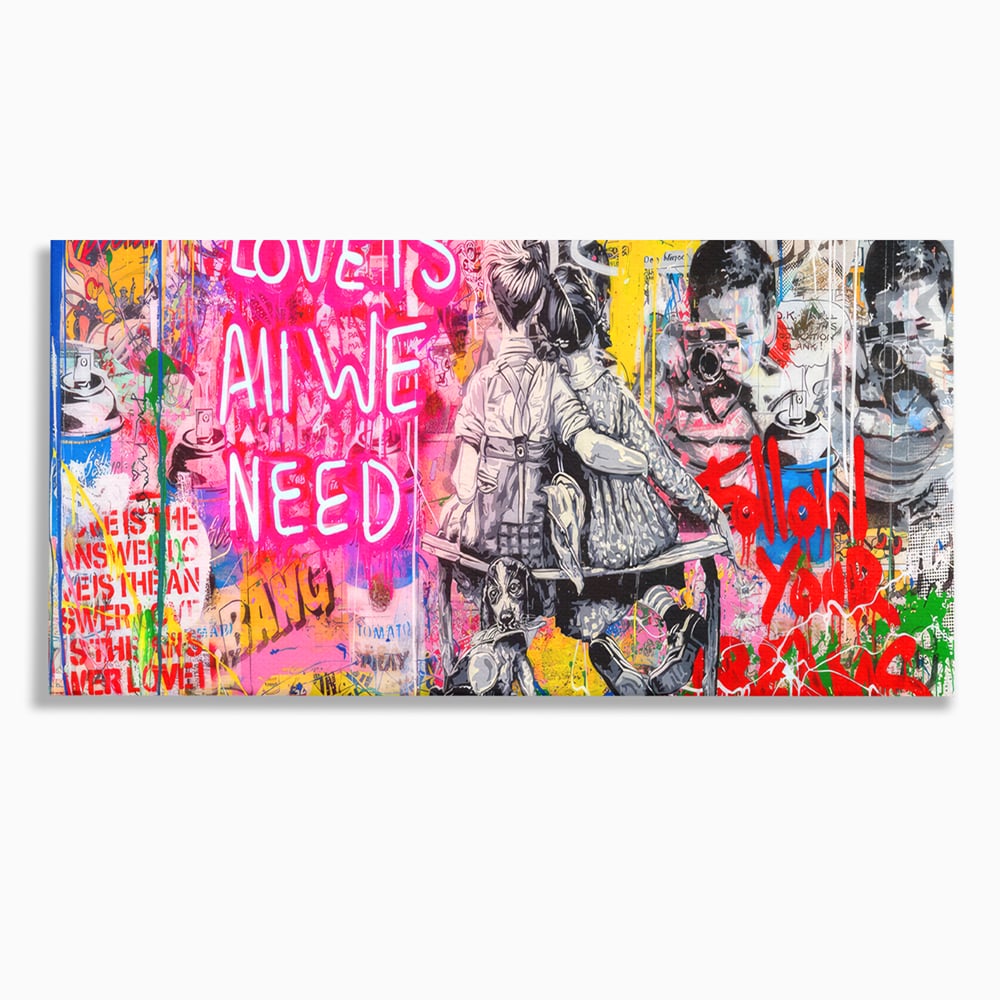 Tablou Canvas Premium LuxCanva® C1044, Love Is Everything , Culori, Cuplu, Camera Copilului, Game Room, Relaxare, Culori Vibrante