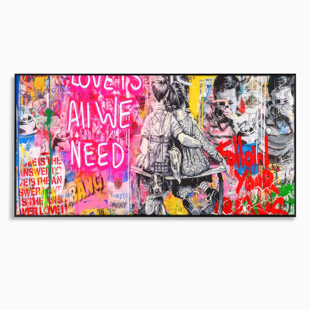 Tablou Canvas Premium LuxCanva® C1044, Love Is Everything , Culori, Cuplu, Camera Copilului, Game Room, Relaxare, Culori Vibrante