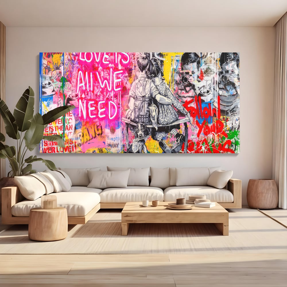 Tablou Canvas Premium LuxCanva® C1044, Love Is Everything , Culori, Cuplu, Camera Copilului, Game Room, Relaxare, Culori Vibrante