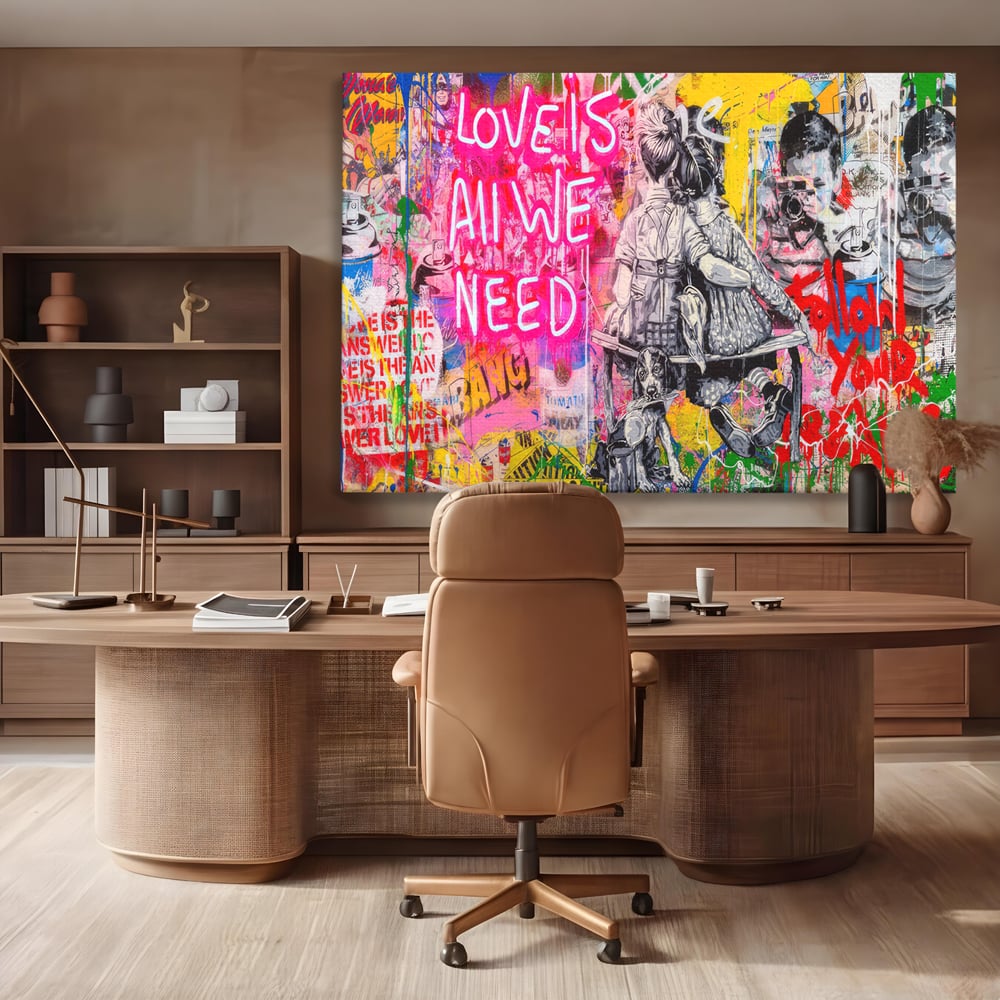 Tablou Canvas Premium LuxCanva® C1044, Love Is Everything , Culori, Cuplu, Camera Copilului, Game Room, Relaxare, Culori Vibrante