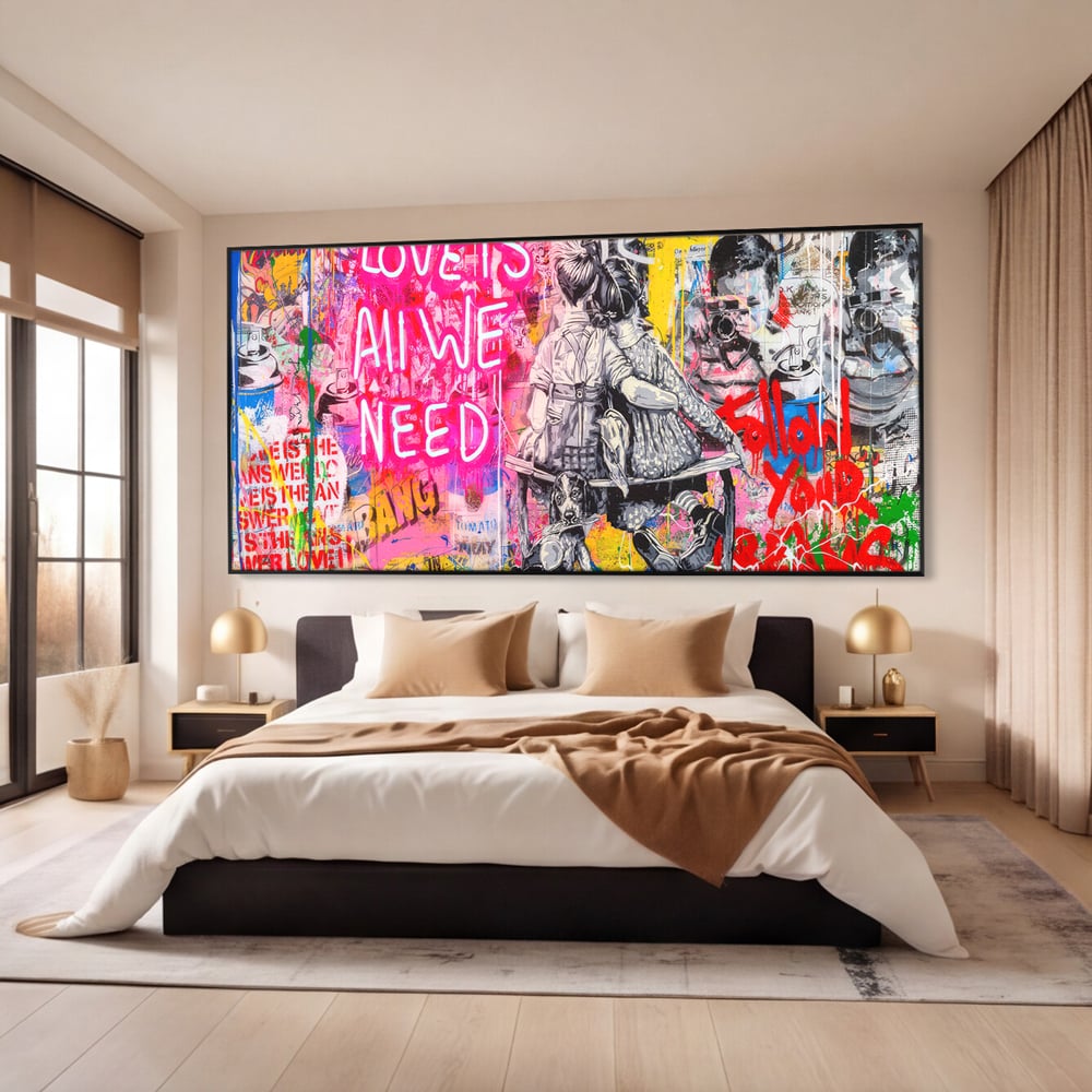 Tablou Canvas Premium LuxCanva® C1044, Love Is Everything , Culori, Cuplu, Camera Copilului, Game Room, Relaxare, Culori Vibrante