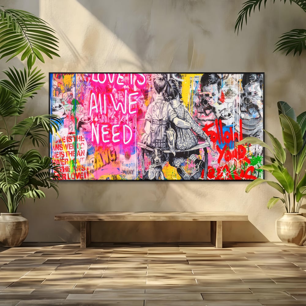 Tablou Canvas Premium LuxCanva® C1044, Love Is Everything , Culori, Cuplu, Camera Copilului, Game Room, Relaxare, Culori Vibrante