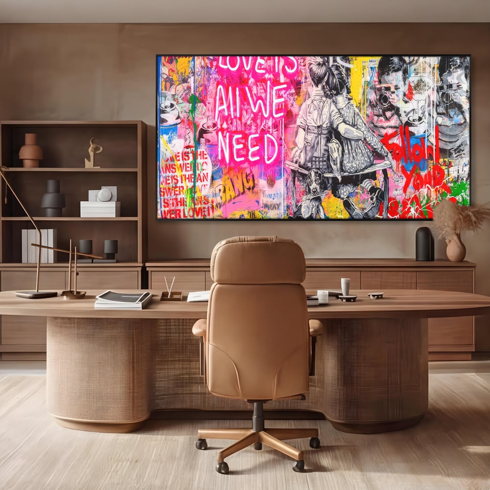 Tablou Canvas Premium LuxCanva® C1044, Love Is Everything , Culori, Cuplu, Camera Copilului, Game Room, Relaxare, Culori Vibrante