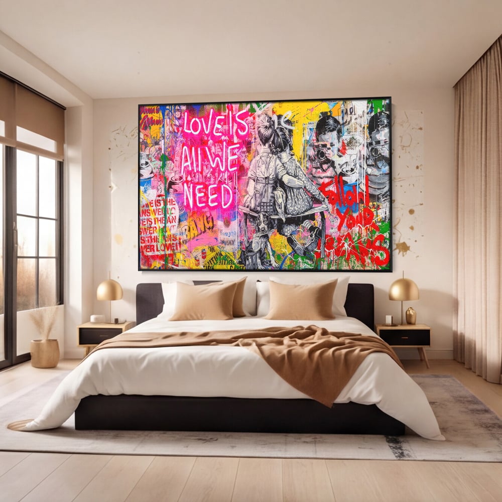 Tablou Canvas Premium LuxCanva® C1044, Love Is Everything , Culori, Cuplu, Camera Copilului, Game Room, Relaxare, Culori Vibrante
