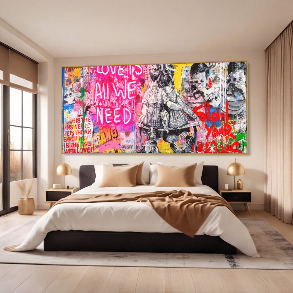 Tablou Canvas Premium LuxCanva® C1044, Love Is Everything , Culori, Cuplu, Camera Copilului, Game Room, Relaxare, Culori Vibrante