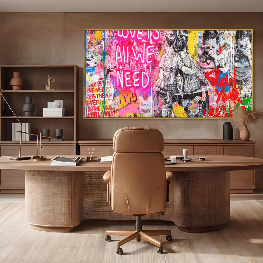 Tablou Canvas Premium LuxCanva® C1044, Love Is Everything , Culori, Cuplu, Camera Copilului, Game Room, Relaxare, Culori Vibrante