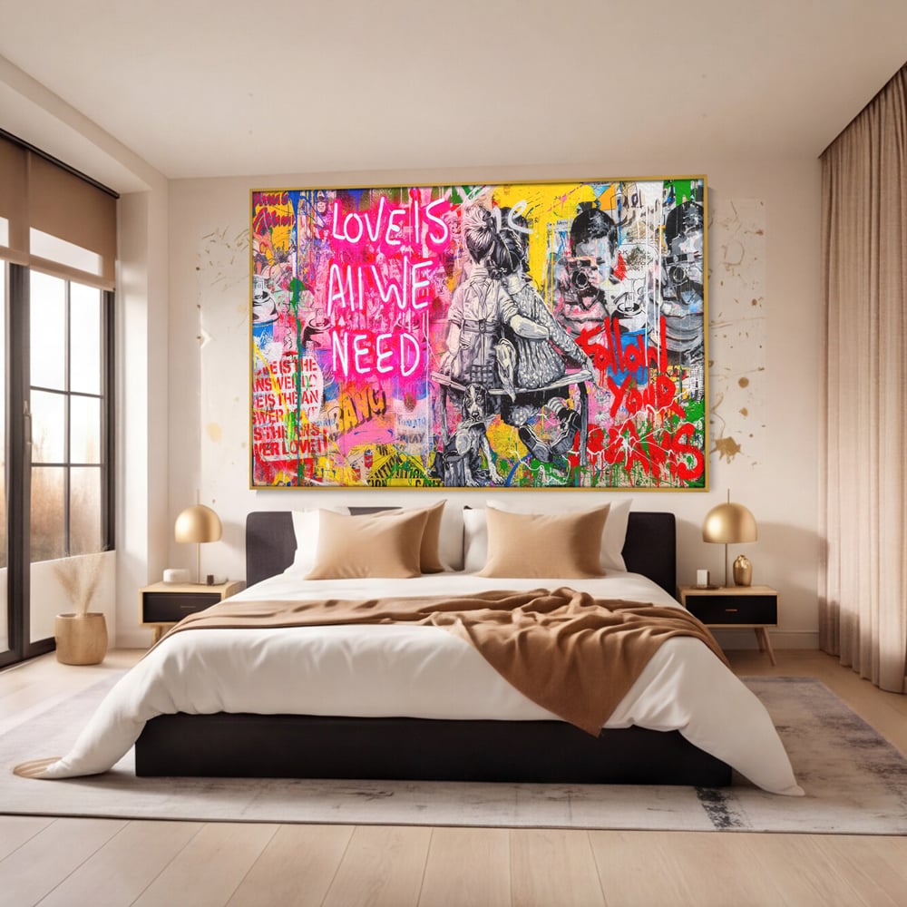 Tablou Canvas Premium LuxCanva® C1044, Love Is Everything , Culori, Cuplu, Camera Copilului, Game Room, Relaxare, Culori Vibrante