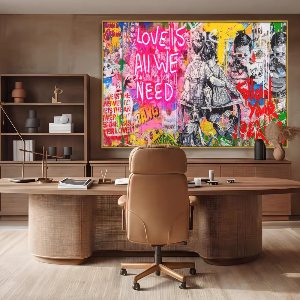 Tablou Canvas Premium LuxCanva® C1044, Love Is Everything , Culori, Cuplu, Camera Copilului, Game Room, Relaxare, Culori Vibrante