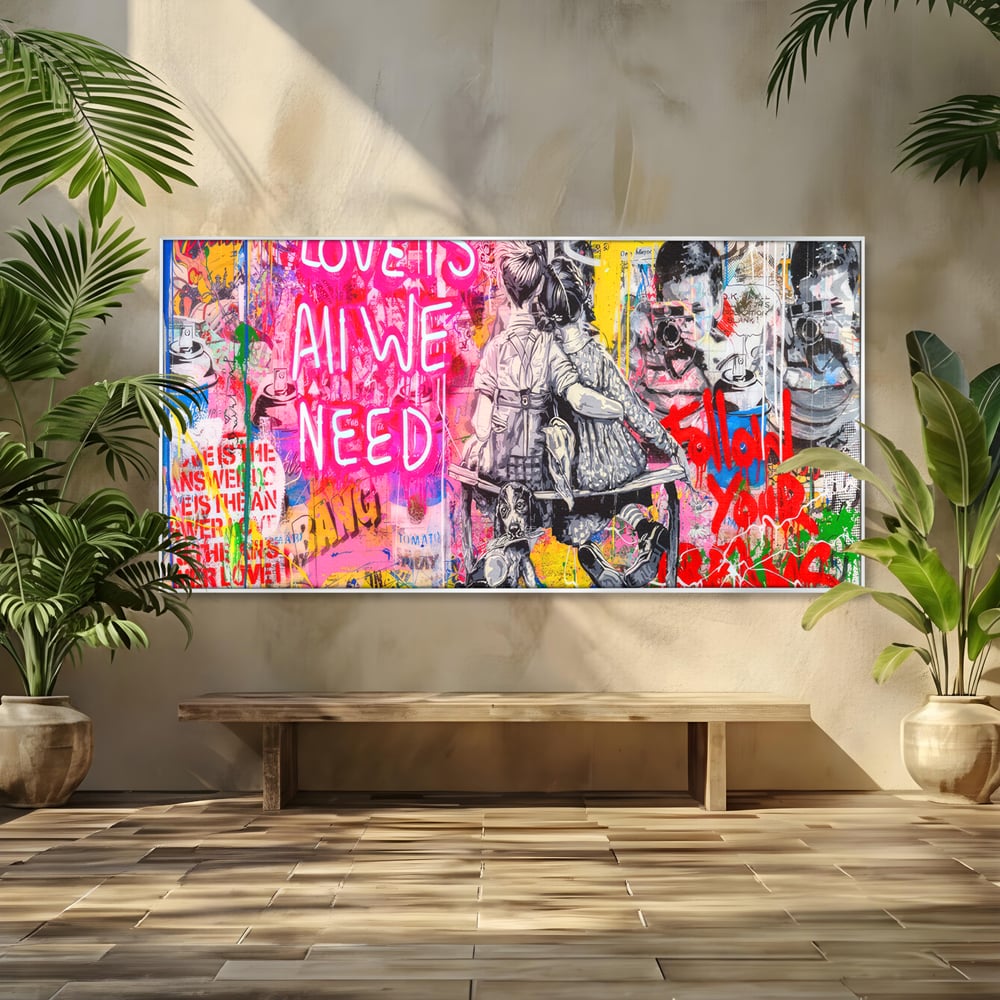 Tablou Canvas Premium LuxCanva® C1044, Love Is Everything , Culori, Cuplu, Camera Copilului, Game Room, Relaxare, Culori Vibrante