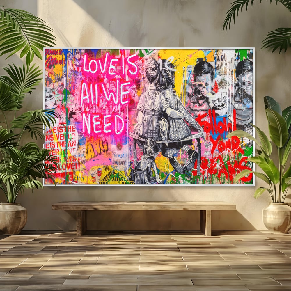 Tablou Canvas Premium LuxCanva® C1044, Love Is Everything , Culori, Cuplu, Camera Copilului, Game Room, Relaxare, Culori Vibrante