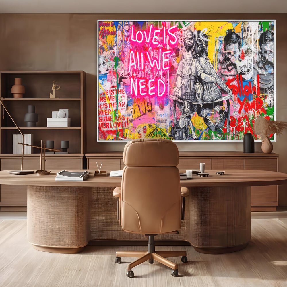 Tablou Canvas Premium LuxCanva® C1044, Love Is Everything , Culori, Cuplu, Camera Copilului, Game Room, Relaxare, Culori Vibrante