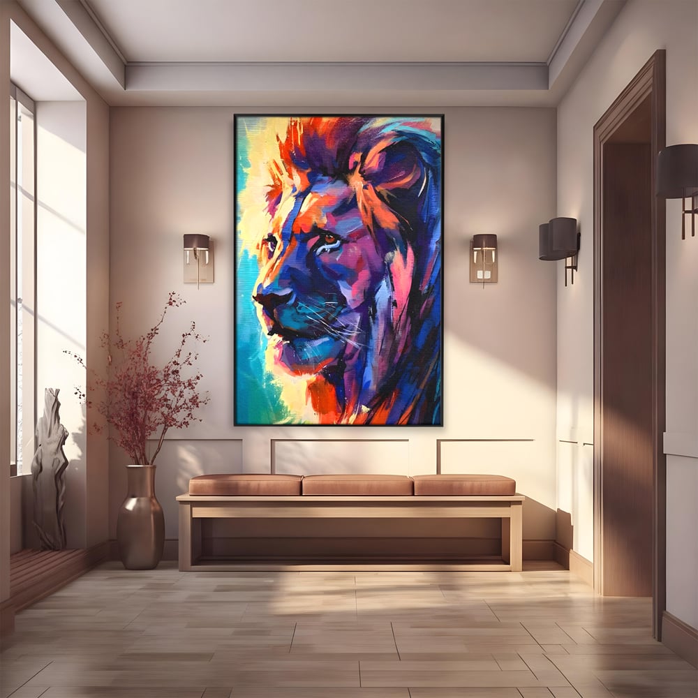Tablou Canvas Premium LuxCanva® C1046, Lion King Focus , Culori, Lion, Focus, Living Room, Bedroom, Relaxare, Culori Vibrante