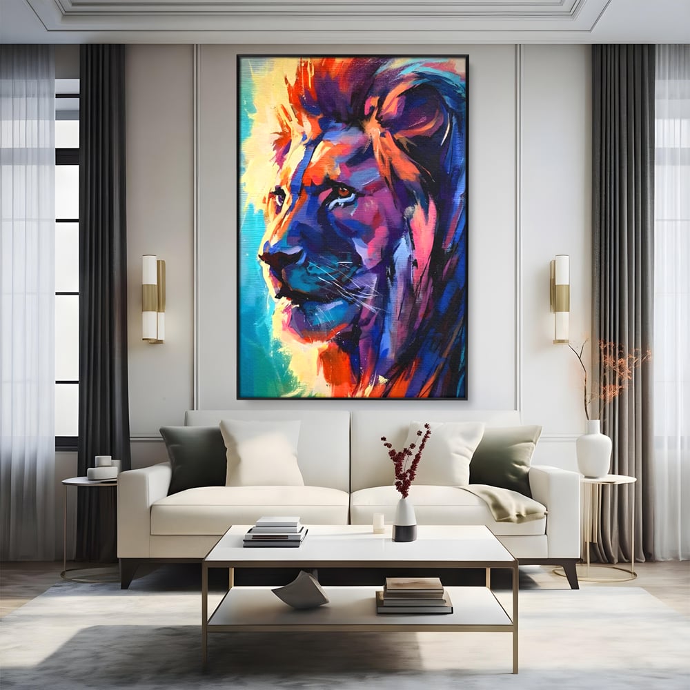 Tablou Canvas Premium LuxCanva® C1046, Lion King Focus , Culori, Lion, Focus, Living Room, Bedroom, Relaxare, Culori Vibrante