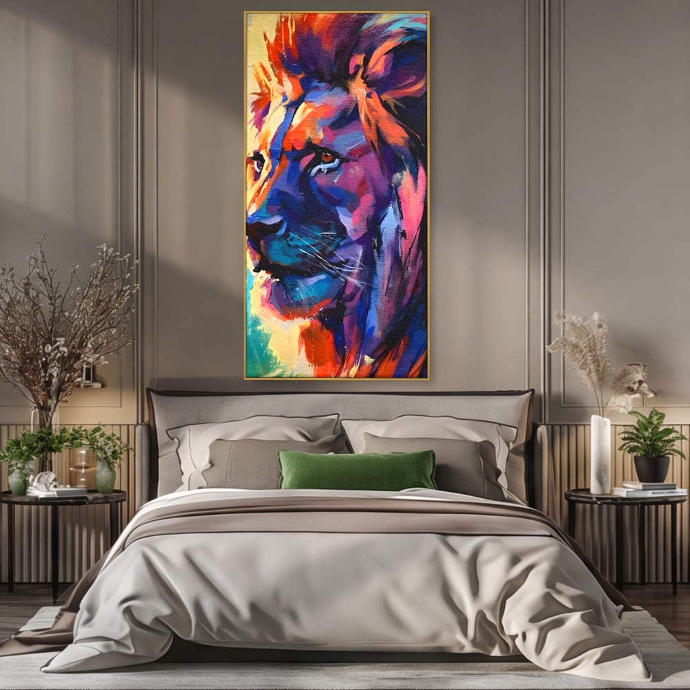 Tablou Canvas Premium LuxCanva® C1046, Lion King Focus , Culori, Lion, Focus, Living Room, Bedroom, Relaxare, Culori Vibrante