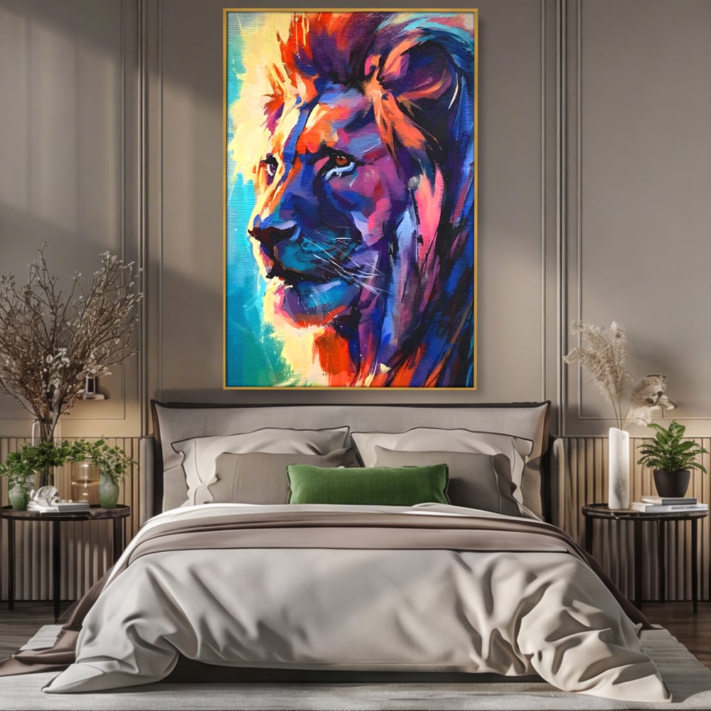 Tablou Canvas Premium LuxCanva® C1046, Lion King Focus , Culori, Lion, Focus, Living Room, Bedroom, Relaxare, Culori Vibrante