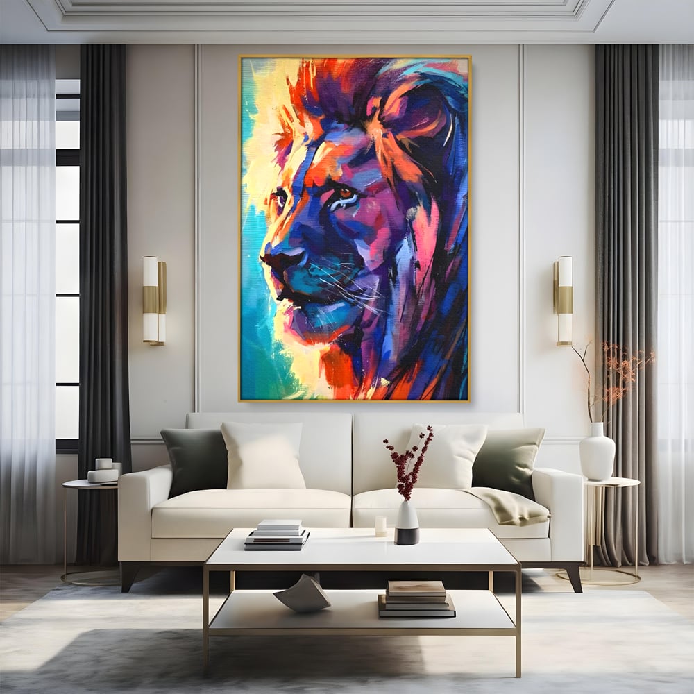 Tablou Canvas Premium LuxCanva® C1046, Lion King Focus , Culori, Lion, Focus, Living Room, Bedroom, Relaxare, Culori Vibrante