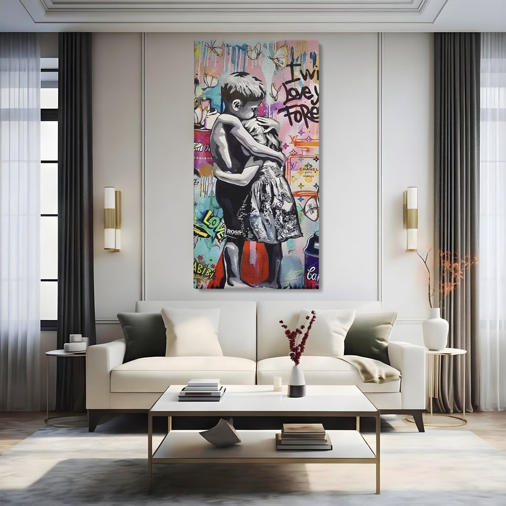 Tablou Canvas Premium LuxCanva® C1047, Brother's Love , Culori, Brothers, Endless Love, Living Room, Camera Copilului, Relaxare, Culori Vibrante