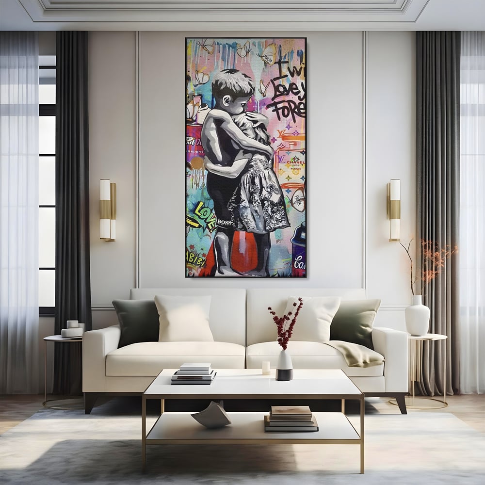 Tablou Canvas Premium LuxCanva® C1047, Brother's Love , Culori, Brothers, Endless Love, Living Room, Camera Copilului, Relaxare, Culori Vibrante