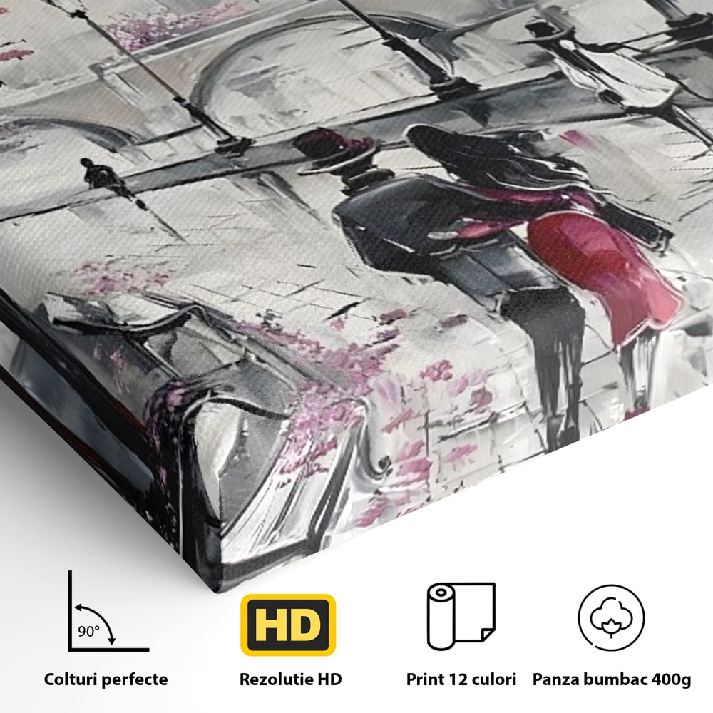 Tablou Canvas Premium LuxCanva® C1048, Love In Paris , Culori, Love, Paris, Couple, Living Room, Bedroom, Relaxare, Culori Vibrante