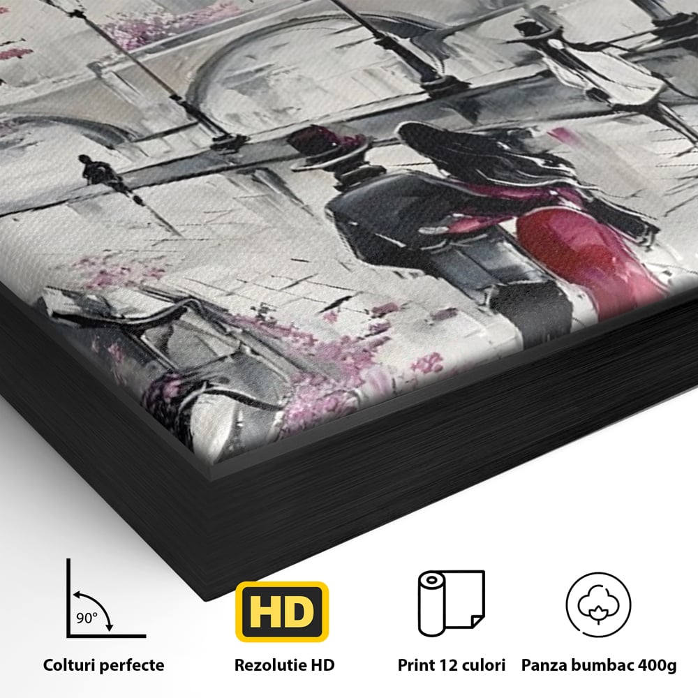Tablou Canvas Premium LuxCanva® C1048, Love In Paris , Culori, Love, Paris, Couple, Living Room, Bedroom, Relaxare, Culori Vibrante