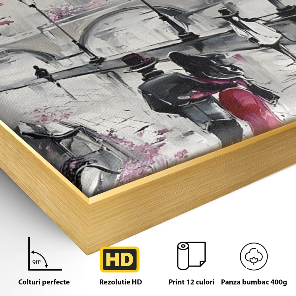 Tablou Canvas Premium LuxCanva® C1048, Love In Paris , Culori, Love, Paris, Couple, Living Room, Bedroom, Relaxare, Culori Vibrante