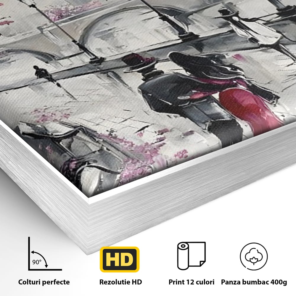 Tablou Canvas Premium LuxCanva® C1048, Love In Paris , Culori, Love, Paris, Couple, Living Room, Bedroom, Relaxare, Culori Vibrante