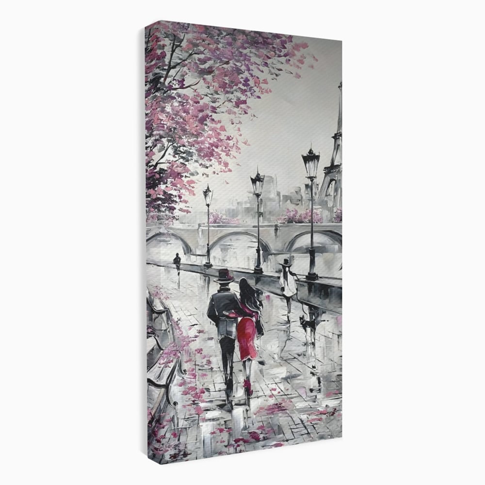 Tablou Canvas Premium LuxCanva® C1048, Love In Paris , Culori, Love, Paris, Couple, Living Room, Bedroom, Relaxare, Culori Vibrante