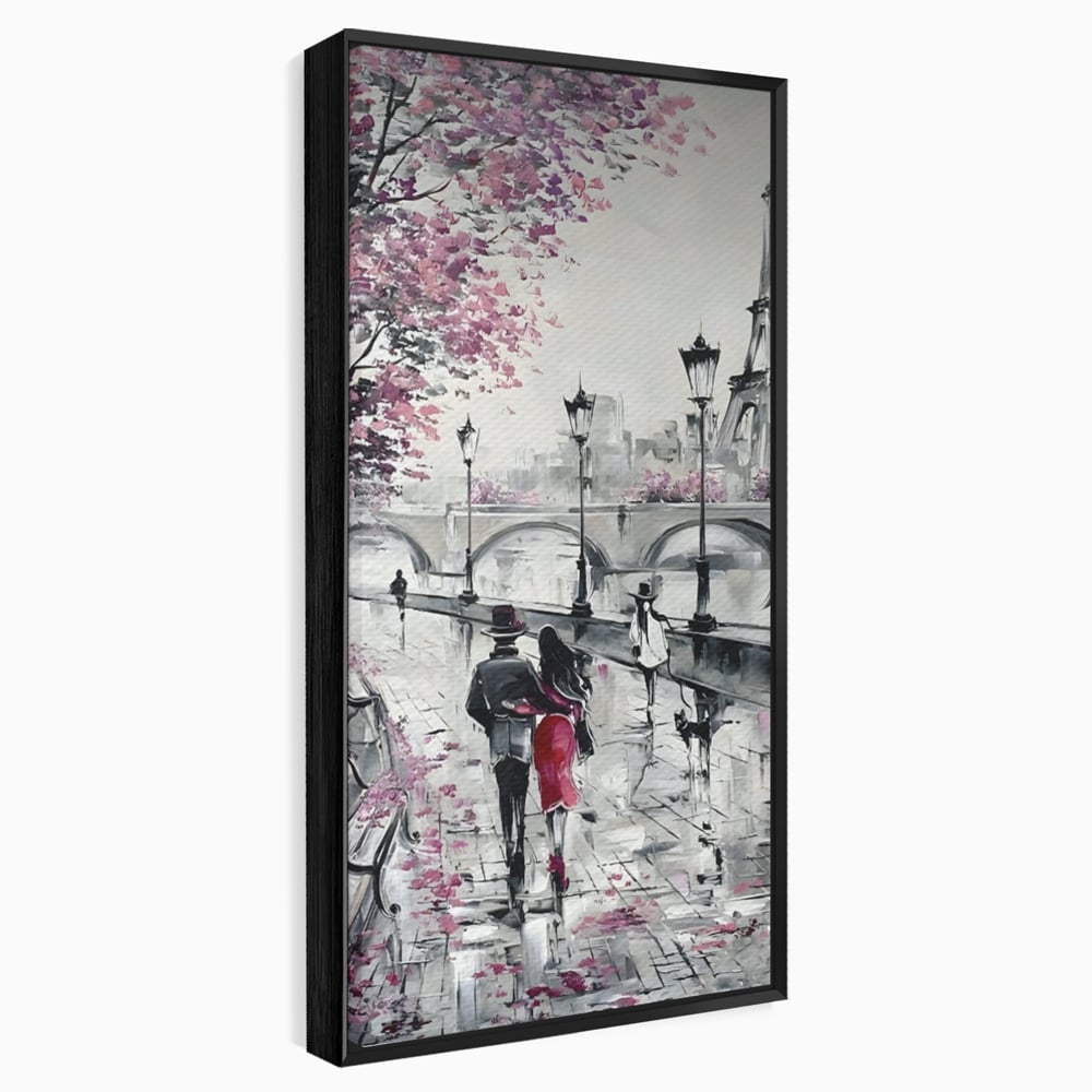 Tablou Canvas Premium LuxCanva® C1048, Love In Paris , Culori, Love, Paris, Couple, Living Room, Bedroom, Relaxare, Culori Vibrante
