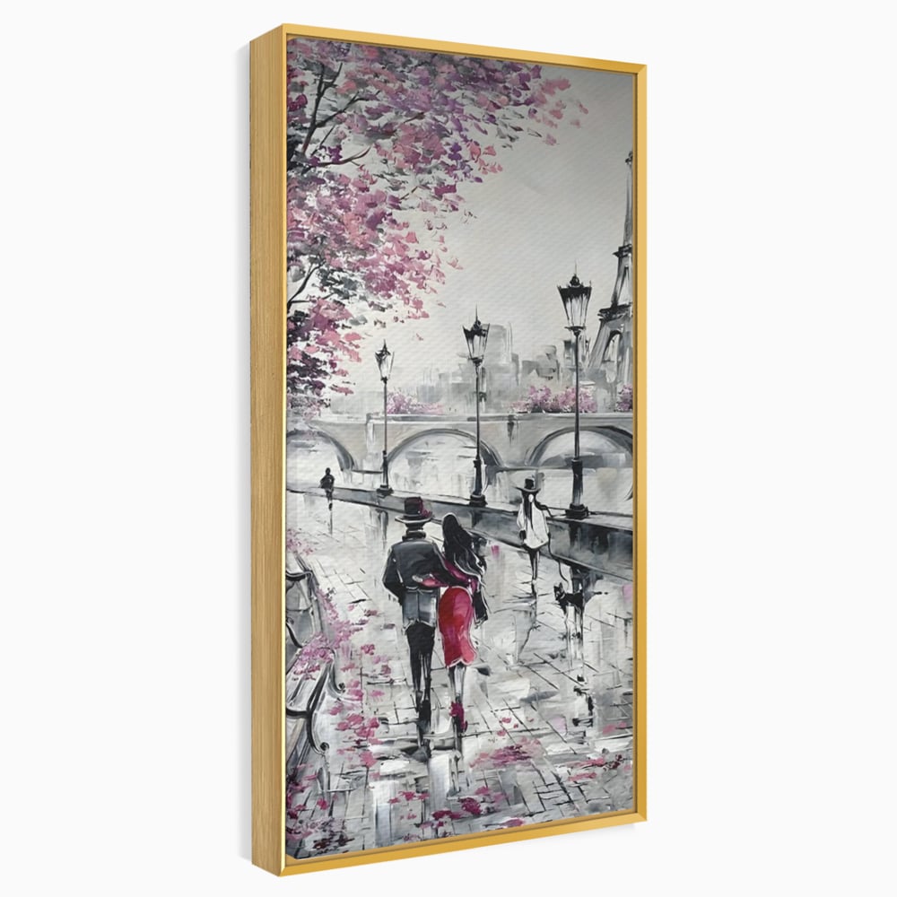 Tablou Canvas Premium LuxCanva® C1048, Love In Paris , Culori, Love, Paris, Couple, Living Room, Bedroom, Relaxare, Culori Vibrante